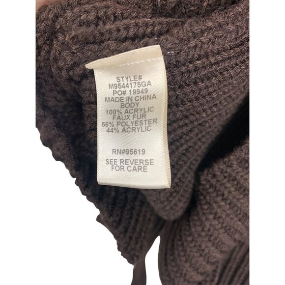 Brown Fur Trimmed Knit Vest XL By Global Access - Picture 5 of 5